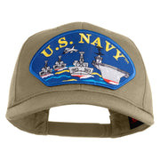 U.S. Navy Ships Blue Patched Solid Cotton Twill Pro Style Cap - Khaki OSFM