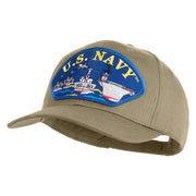 U.S. Navy Ships Blue Patched Solid Cotton Twill Pro Style Cap - Khaki OSFM