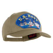 U.S. Navy Ships Blue Patched Solid Cotton Twill Pro Style Cap - Khaki OSFM