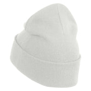 Small Patriotic White American Flag Iron on Embroidered Patched 12 Inch Long Knitted Beanie - White OSFM