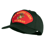 U.S. Marine Corps Veteran Red Patched Solid Cotton Twill Pro Style Cap - Dark Green OSFM