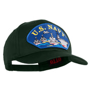 U.S. Navy Ships Blue Patched Solid Cotton Twill Pro Style Cap - Dark Green OSFM