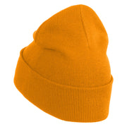 Small Patriotic White American Flag Iron on Embroidered Patched 12 Inch Long Knitted Beanie - Yellow OSFM