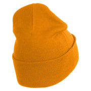 Small Patriotic White American Flag Iron on Embroidered Patched 12 Inch Long Knitted Beanie - Yellow OSFM