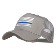 Thin Blue Line American Flag Embroidered Mesh Cap