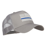 Thin Blue Line American Flag Embroidered Mesh Cap