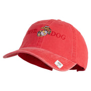Devil Dog Embroidered Washed Solid Pigment Dyed Cotton Twill Brass Buckle Cap - Red OSFM
