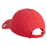 Devil Dog Embroidered Washed Solid Pigment Dyed Cotton Twill Brass Buckle Cap - Red OSFM