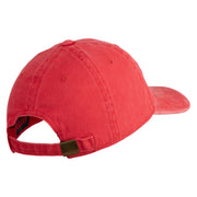 Devil Dog Embroidered Washed Solid Pigment Dyed Cotton Twill Brass Buckle Cap - Red OSFM