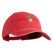 Devil Dog Embroidered Washed Solid Pigment Dyed Cotton Twill Brass Buckle Cap - Red OSFM