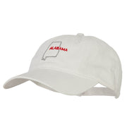 Alabama with Map Outline Embroidered Washed Cotton Twill Cap