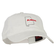 Alabama with Map Outline Embroidered Washed Cotton Twill Cap