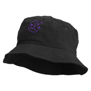 Scary Crescent Moon Embroidered Bucket Hat - Black OSFM