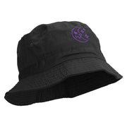 Scary Crescent Moon Embroidered Bucket Hat - Black OSFM