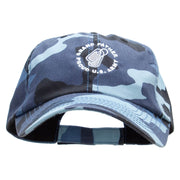 Army Grandfather Embroidered Enzyme Washed Camo Cap - Sky OSFM