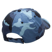 Army Grandfather Embroidered Enzyme Washed Camo Cap - Sky OSFM