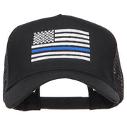 Thin Blue Line American Flag Embroidered Mesh Cap