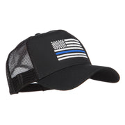 Thin Blue Line American Flag Embroidered Mesh Cap