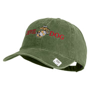 Devil Dog Embroidered Washed Solid Pigment Dyed Cotton Twill Brass Buckle Cap - Olive OSFM