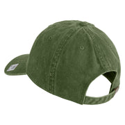 Devil Dog Embroidered Washed Solid Pigment Dyed Cotton Twill Brass Buckle Cap - Olive OSFM