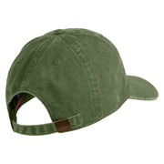 Devil Dog Embroidered Washed Solid Pigment Dyed Cotton Twill Brass Buckle Cap - Olive OSFM