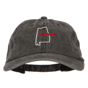 Alabama with Map Outline Embroidered Washed Cotton Twill Cap