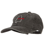 Alabama with Map Outline Embroidered Washed Cotton Twill Cap