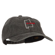 Alabama with Map Outline Embroidered Washed Cotton Twill Cap