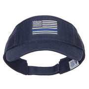 Thin Blue Line USA Flag Embroidered Washed Visor