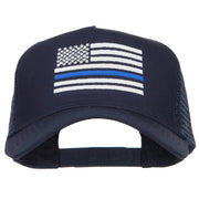 Thin Blue Line American Flag Embroidered Mesh Cap