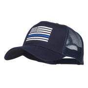 Thin Blue Line American Flag Embroidered Mesh Cap