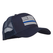 Thin Blue Line American Flag Embroidered Mesh Cap