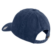 Devil Dog Embroidered Washed Solid Pigment Dyed Cotton Twill Brass Buckle Cap - Navy OSFM