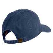 Devil Dog Embroidered Washed Solid Pigment Dyed Cotton Twill Brass Buckle Cap - Navy OSFM