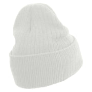 Made in USA Lake Fish Embroidered Heavy Ribbed Cuff Beanie - White OSFM