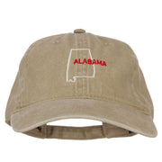 Alabama with Map Outline Embroidered Washed Cotton Twill Cap