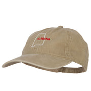 Alabama with Map Outline Embroidered Washed Cotton Twill Cap