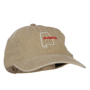 Alabama with Map Outline Embroidered Washed Cotton Twill Cap