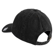 Devil Dog Embroidered Washed Solid Pigment Dyed Cotton Twill Brass Buckle Cap - Black OSFM