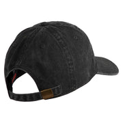 Devil Dog Embroidered Washed Solid Pigment Dyed Cotton Twill Brass Buckle Cap - Black OSFM