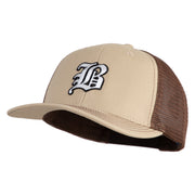 Old English White B Patched Cotton Deluxe Trucker Ball Cap - Khaki Coffee OSFM