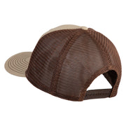 Old English White B Patched Cotton Deluxe Trucker Ball Cap - Khaki Coffee OSFM