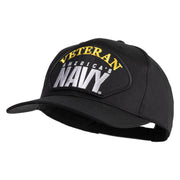 Veteran America's Navy Patched Solid Cotton Twill Pro Style Cap - Black OSFM