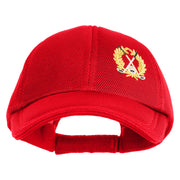 Metallic Golf Crest Sport Embroidered Iron on Patched Deluxe Performance Mesh Cap - Red OSFM