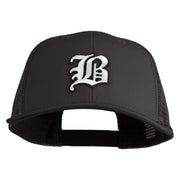 Old English White B Patched Cotton Deluxe Trucker Ball Cap - Black Black OSFM