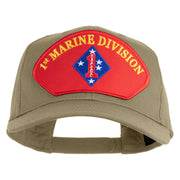 1st Marine Division Patched Solid Cotton Twill Pro Style Cap - Khaki OSFM