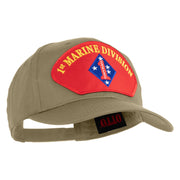 1st Marine Division Patched Solid Cotton Twill Pro Style Cap - Khaki OSFM