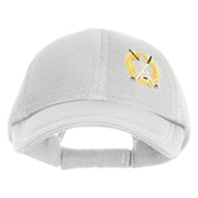 Metallic Golf Crest Sport Embroidered Iron on Patched Deluxe Performance Mesh Cap - White OSFM