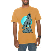 Wolf Howling Unisex Ring Spun Cotton Vintage Short Sleeve Crewneck Tee Shirt - Vintage-Mustard XS