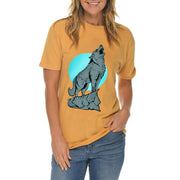 Wolf Howling Unisex Ring Spun Cotton Vintage Short Sleeve Crewneck Tee Shirt - Vintage-Mustard XS